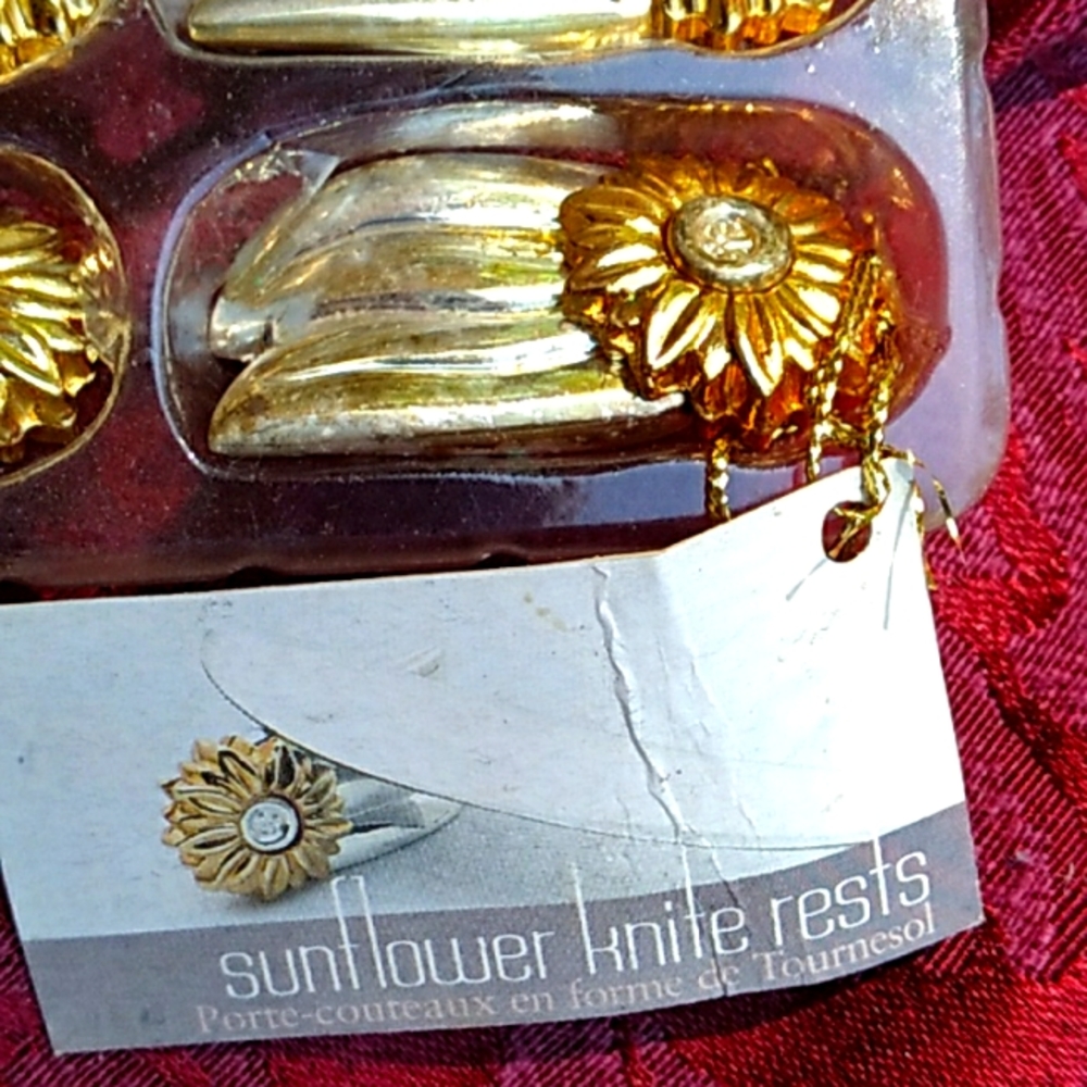 🌻 SUNFLOWER KNIFE RESTS Tournesol  Set of 6 GOLD TONE BEAUTIES 🌻